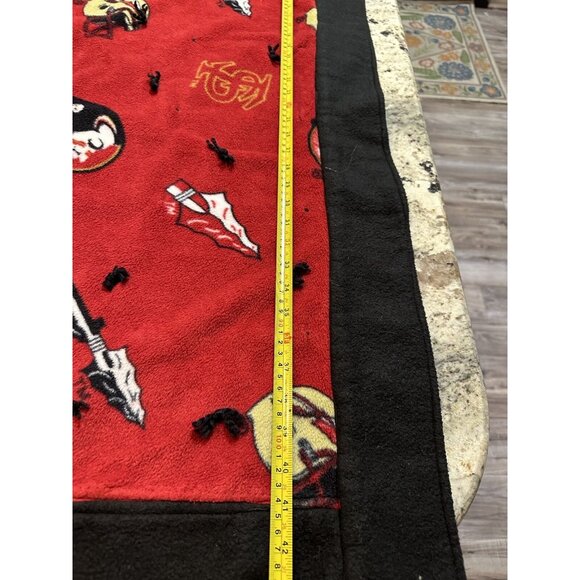 OOAk FSU Seminoles Handmade Crazy Quilt Blanket 72x44 Fleece Football Reversible - Picture 12 of 16